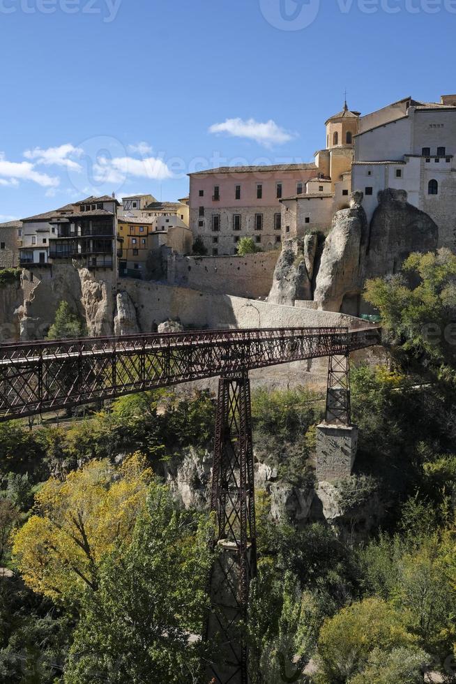 Beautiful buildings in Cuenca, Spain, during autumn season photo