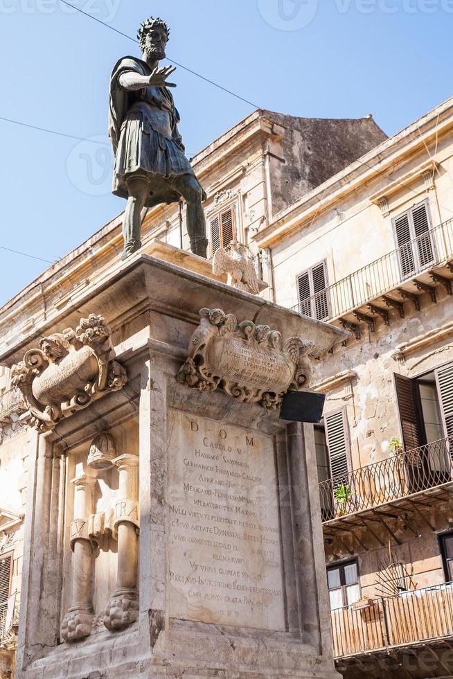 monument of Charles V in Palermo city photo
