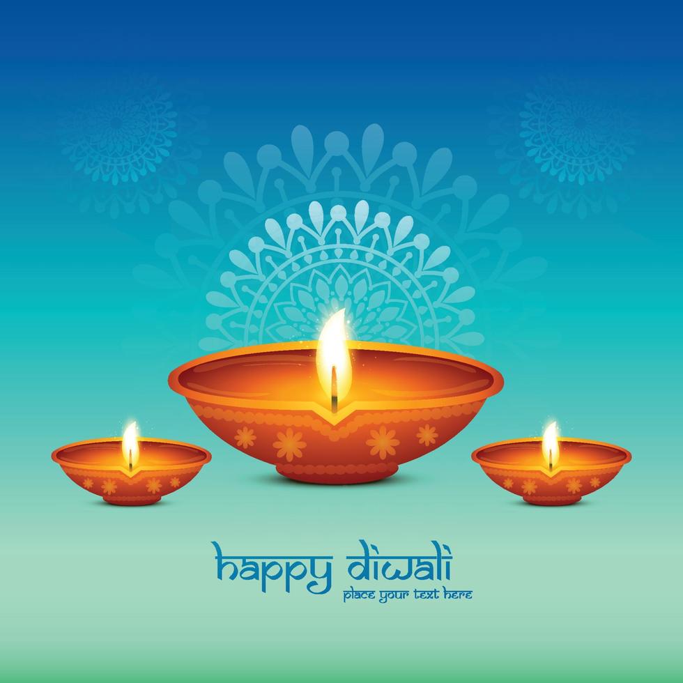 Happy diwali religious festival card background vector