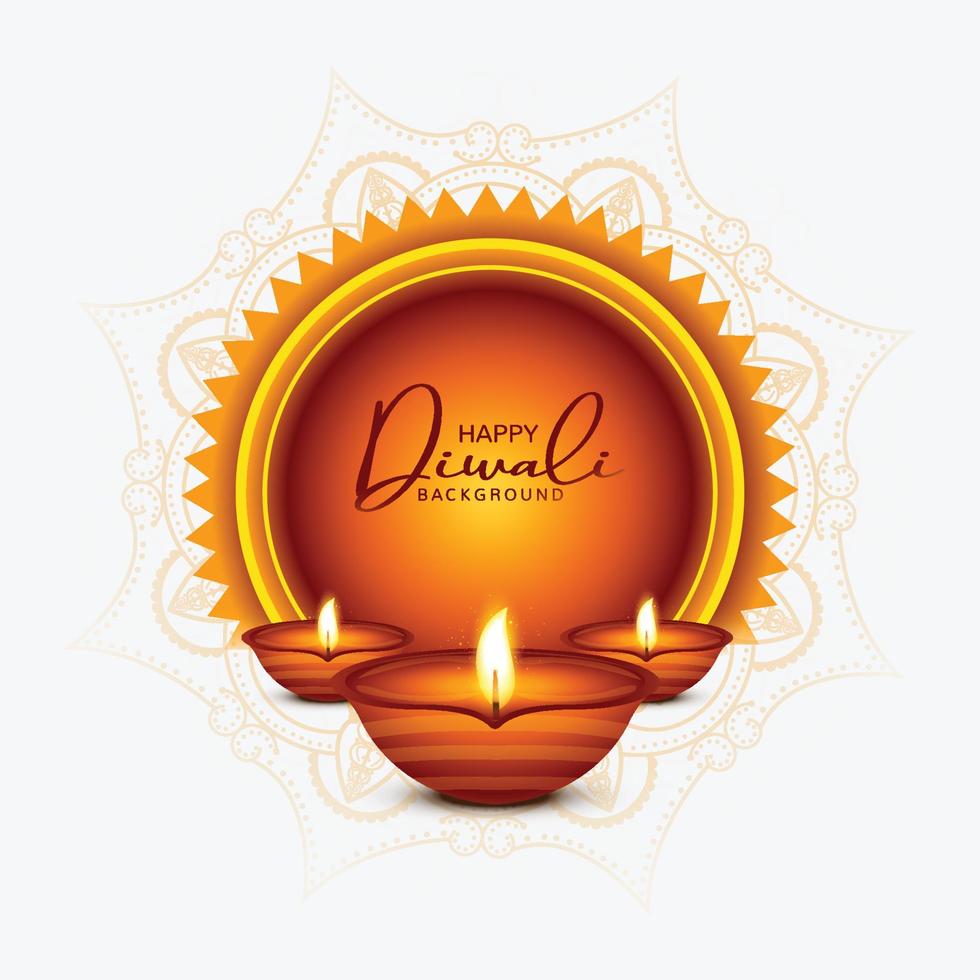 Glittering religious diwali festival beautiful lamps background vector