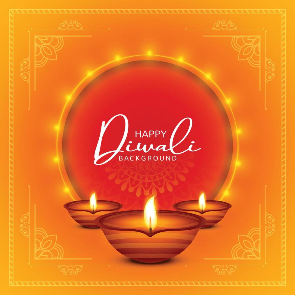 feliz diwali diya lámparas vacaciones tarjeta celebración cartel fondo vector