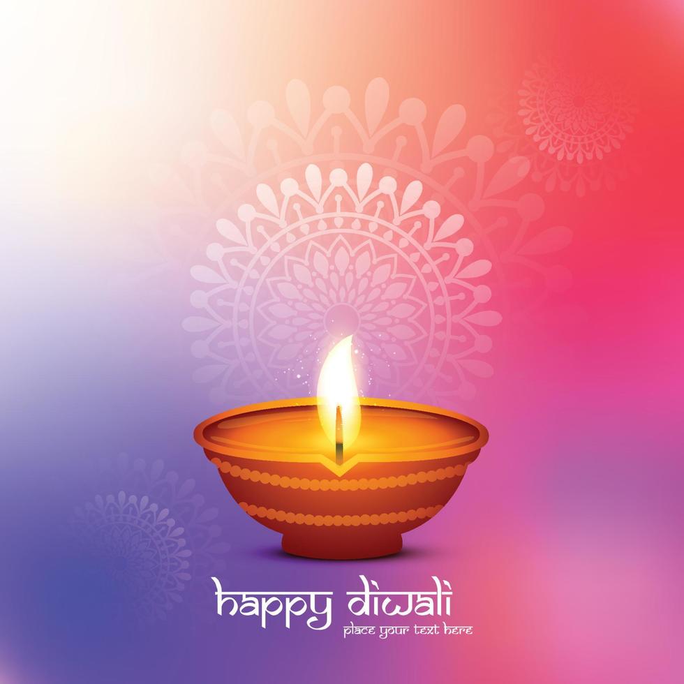 Indian religious festival diwali background with lamp card design vector