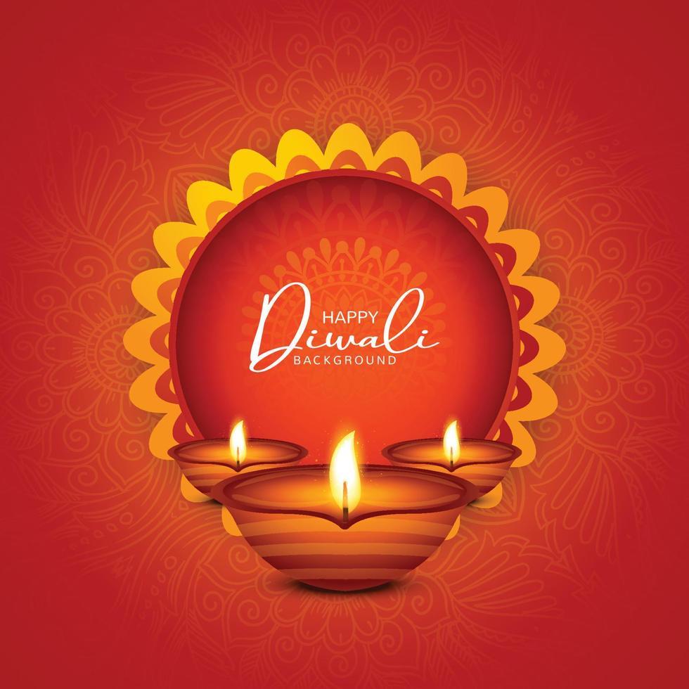 Elegant happy diwali decorative celebration colorful card design vector