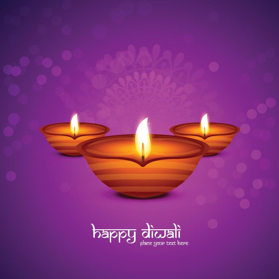 Beautiful happy diwali greetings card festival background vector