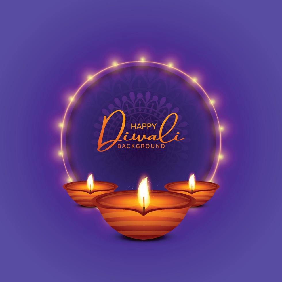 Glittering religious diwali festival beautiful lamps background vector