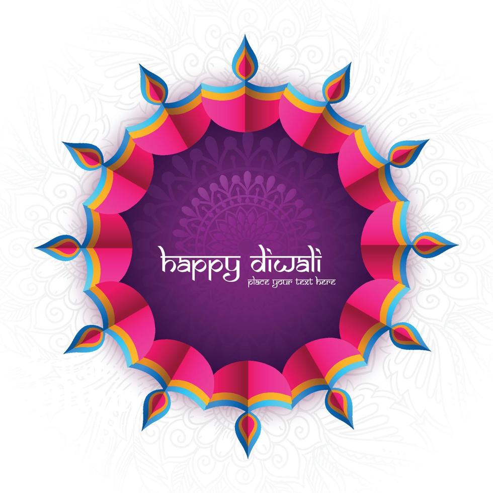 Beautiful festivel happy diwali greeting card celebration background vector