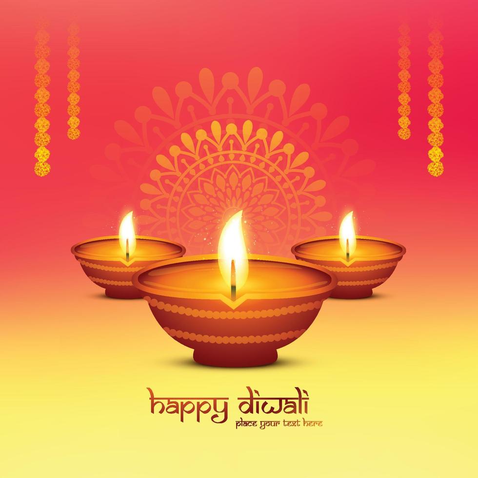 Indian festival happy diwali celebration card background vector