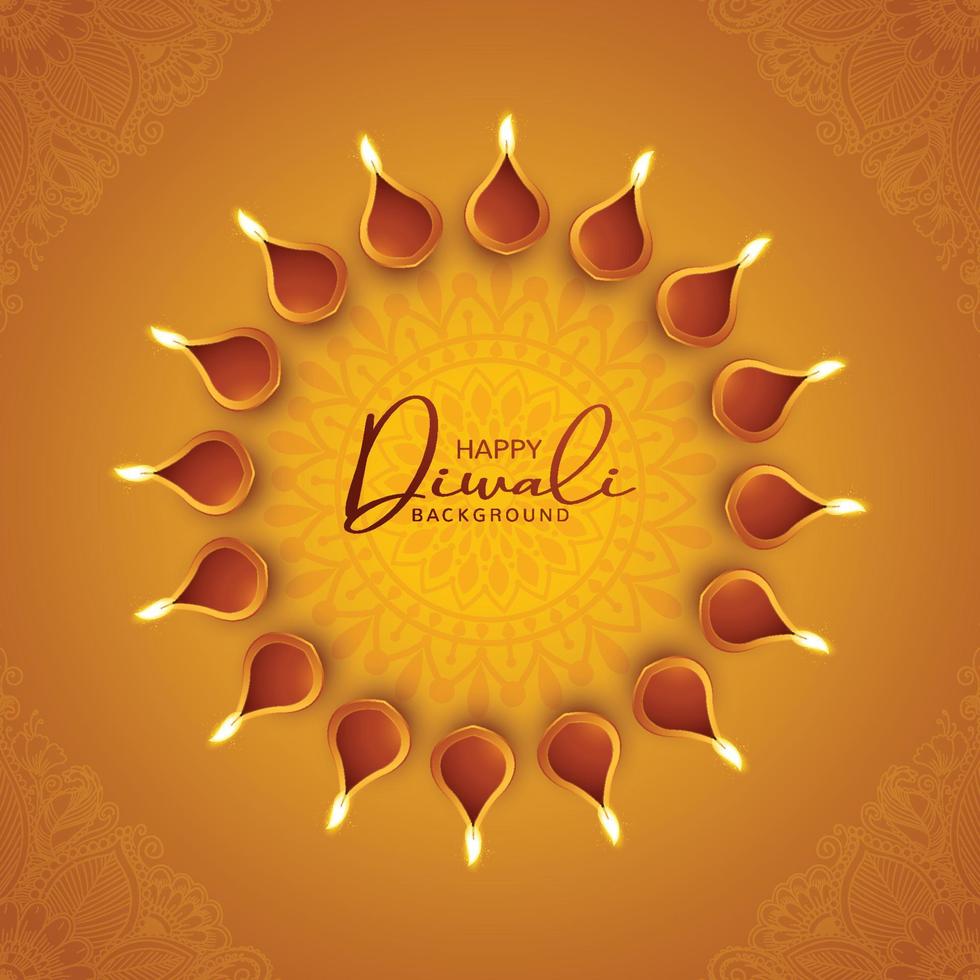 Beautiful card happy diwali celebration holiday background vector