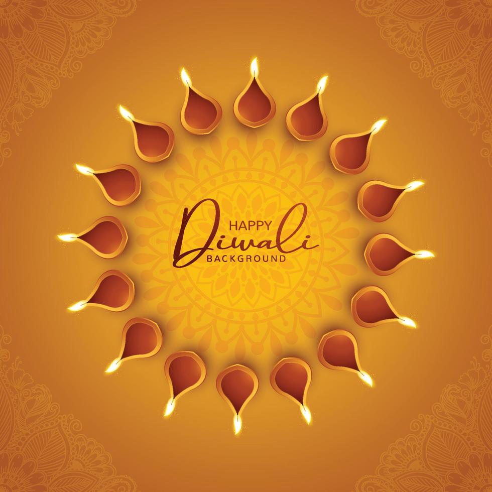 Beautiful card happy diwali celebration holiday background vector