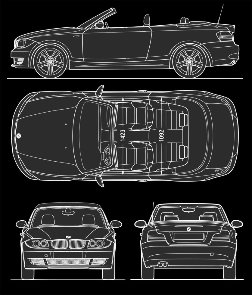 2008 bmw serie 1 e88 cabriolet planos vector