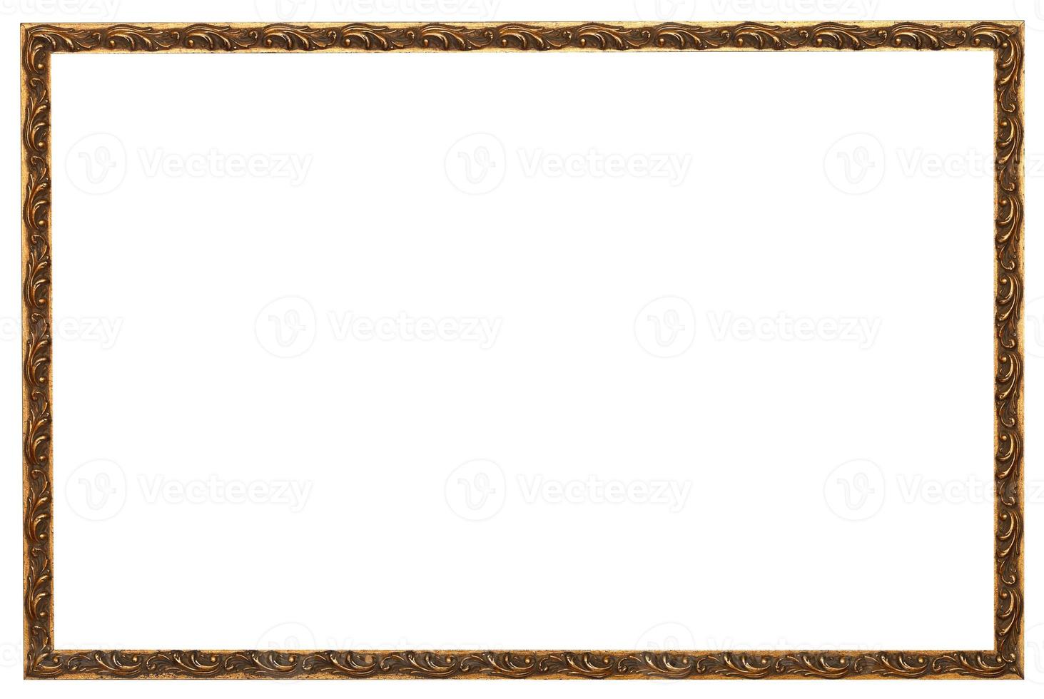 baroque style narrow picture frame with cut out canvas isolated on white background photo