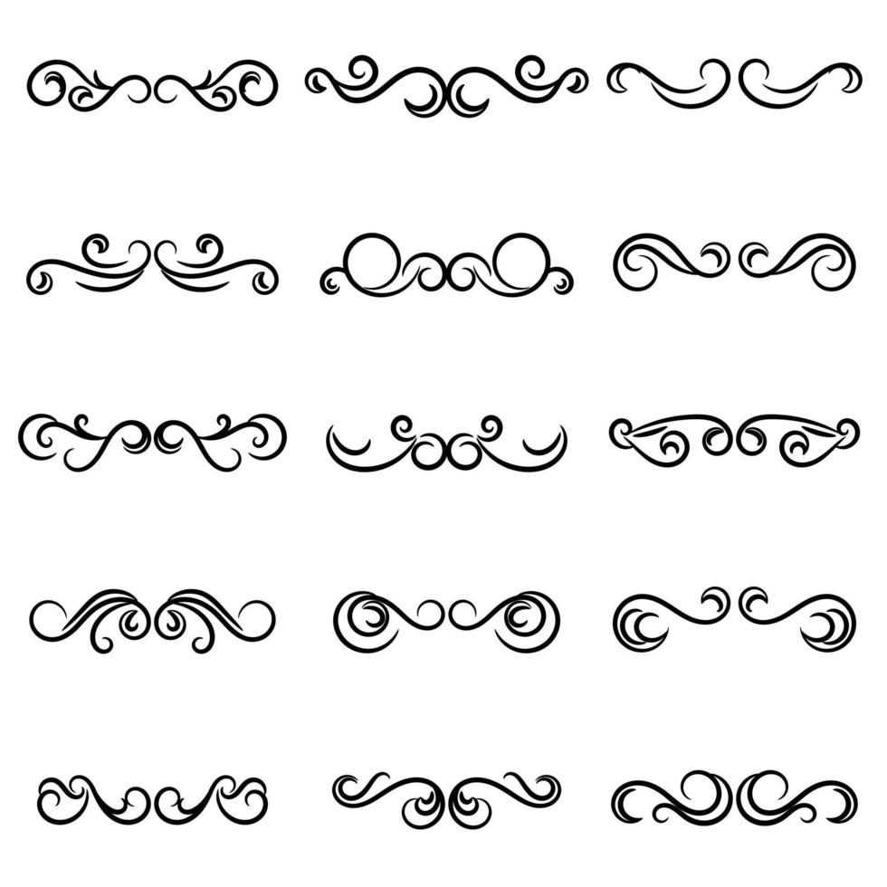 set of swirl border calligraphy and dividers decorative vector in vintage style on white background