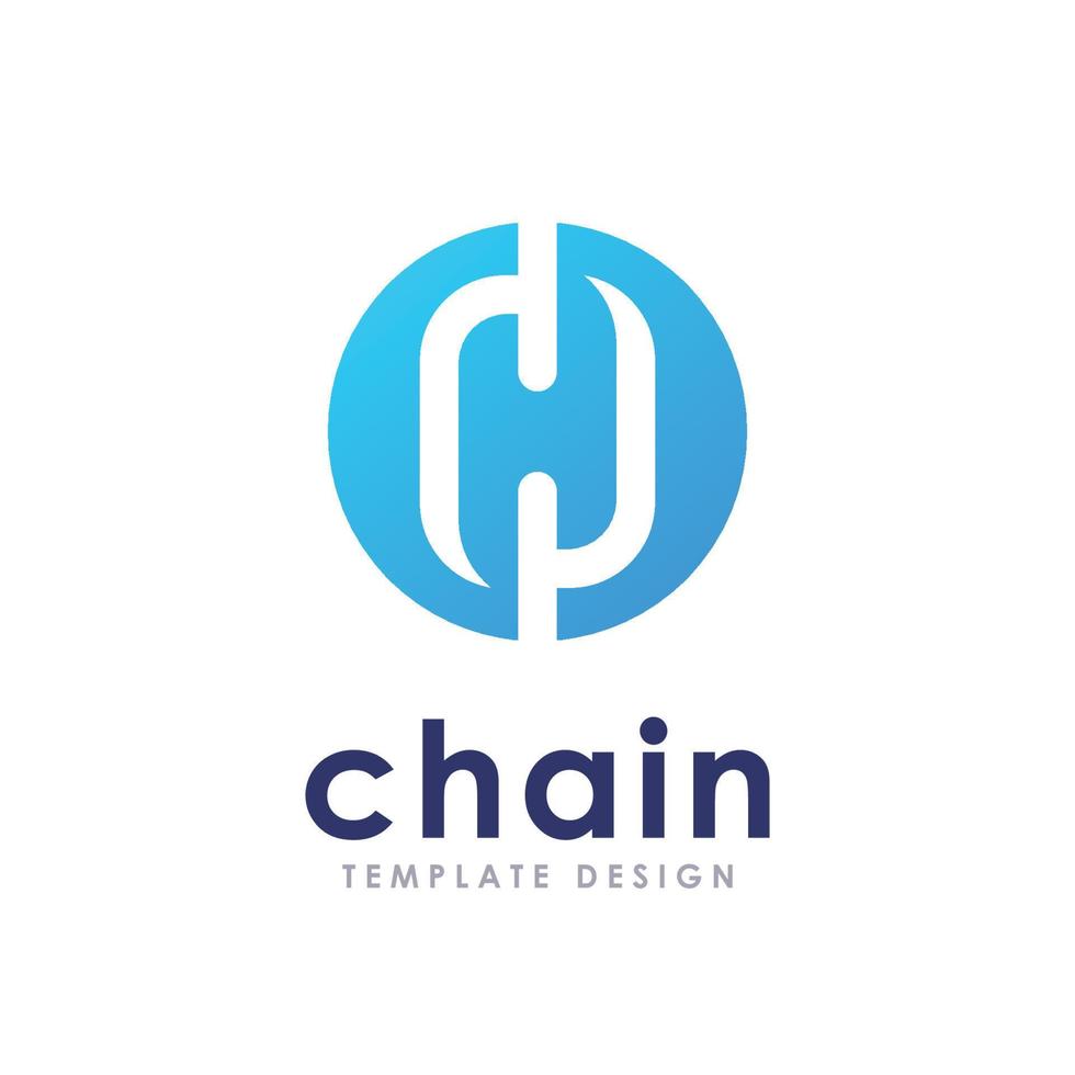 Chain and technology vector logo concept