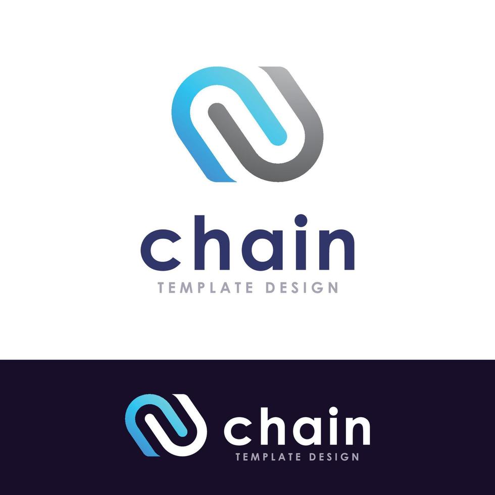 Chain and technology vector logo concept