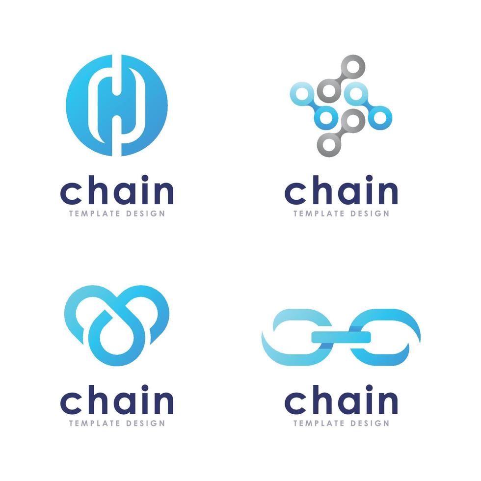 Chain and technology vector logo concept