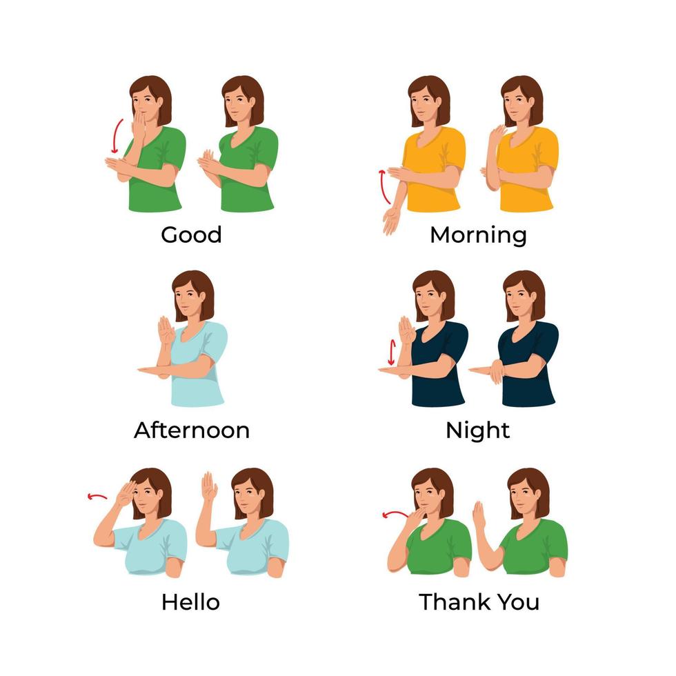 Greetings And Thank You Sign Language vector