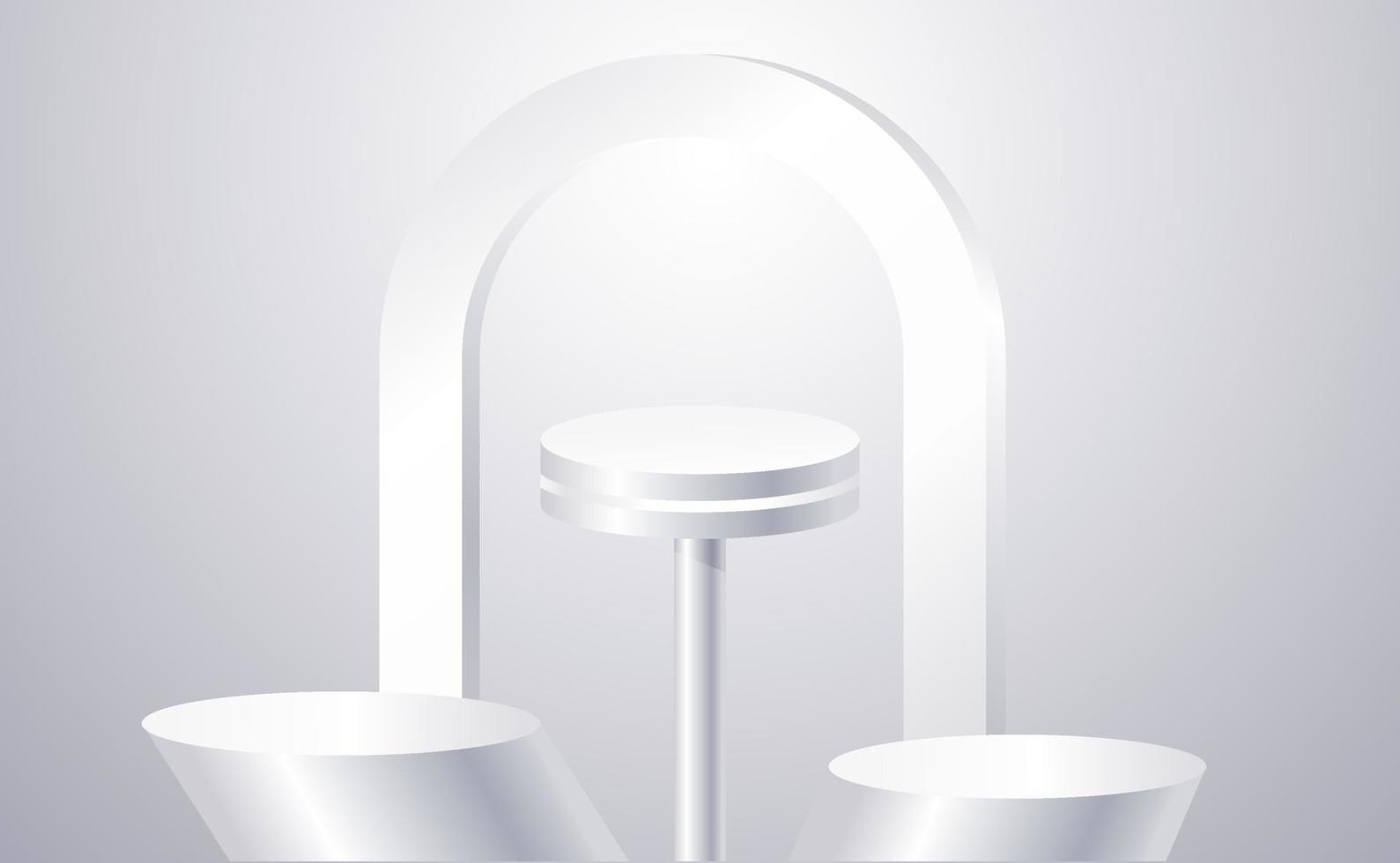 Silver 3d cylinder set front view and levels vector