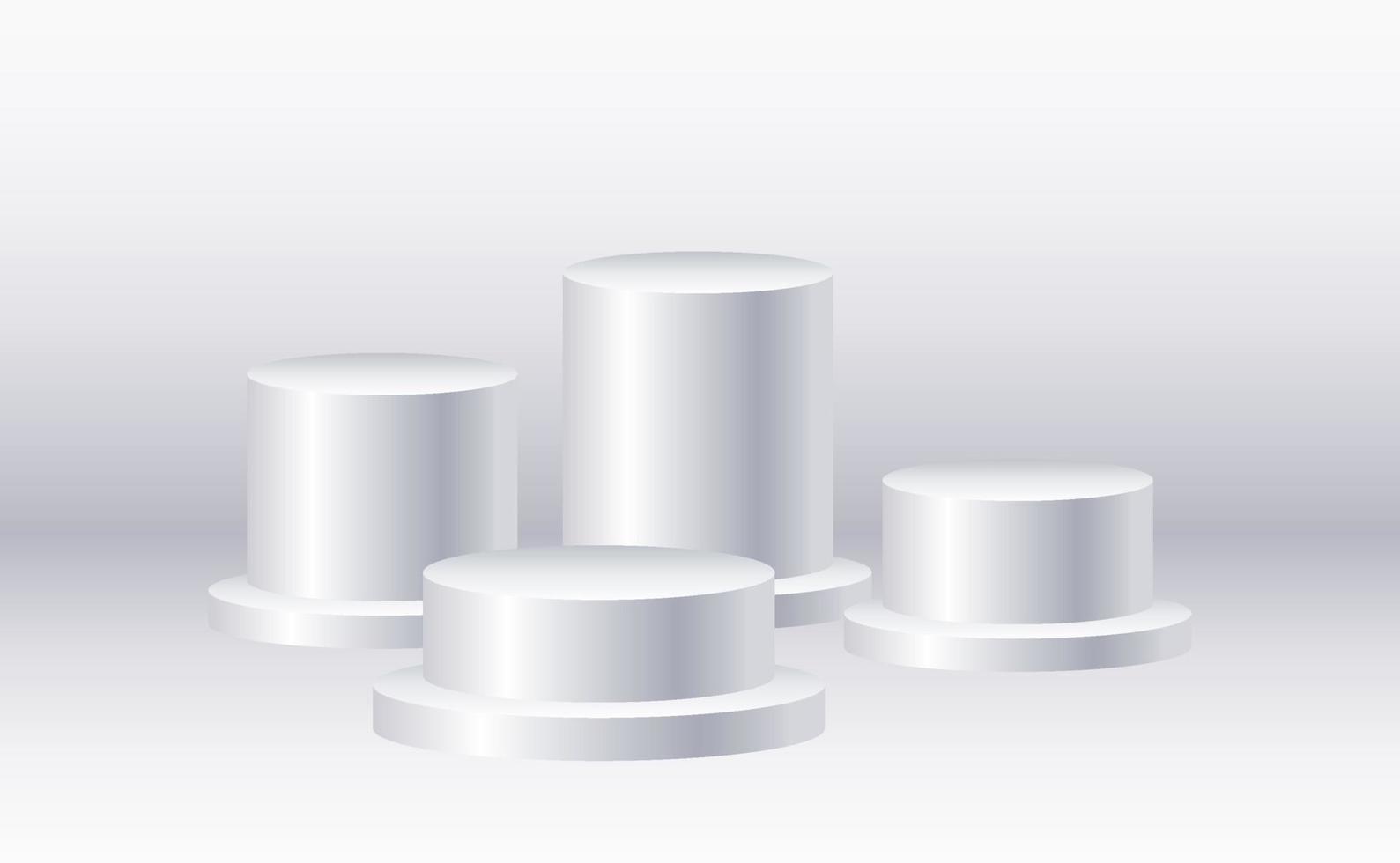 Silver 3d cylinder set front view and levels vector