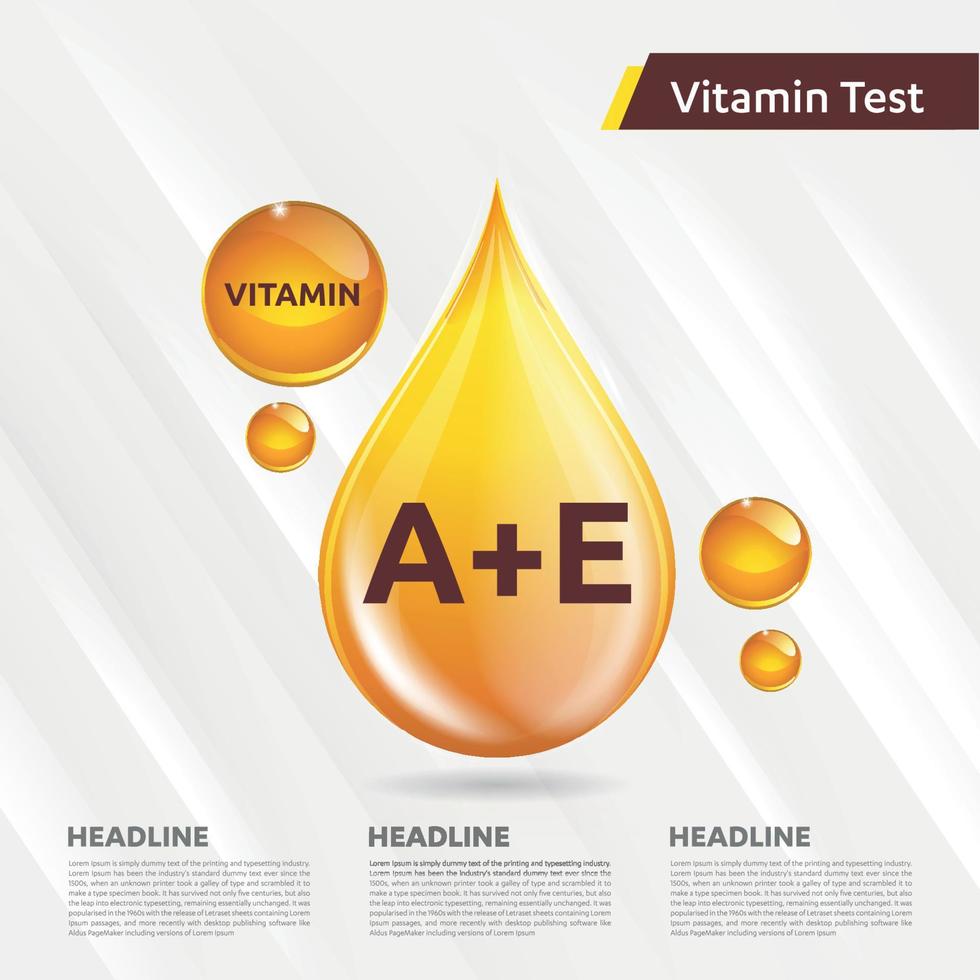 Ae vitamin icon Logo Golden Drop, Complex drop. Medical background heath Vector illustration