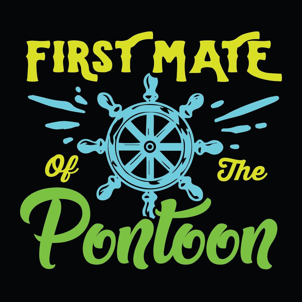 vector de camiseta de barco divertido de primer oficial de pontón