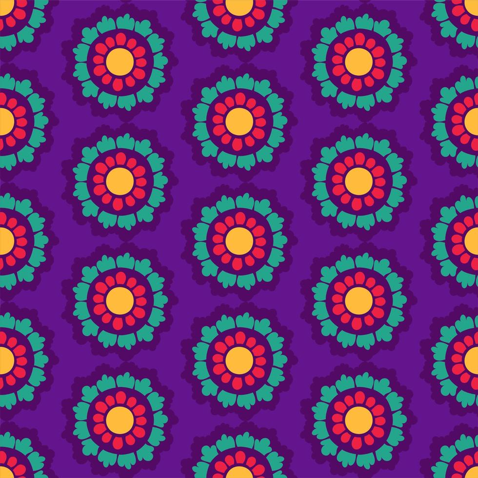 A pattern of flowers in the retro style of the 70s. Good vibes multi-colored picture. Vector illustration