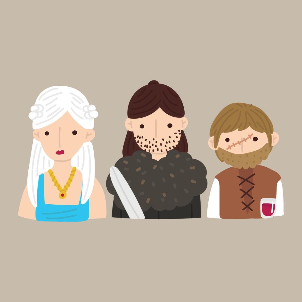 daenerys, jon nieve y tyrion vector