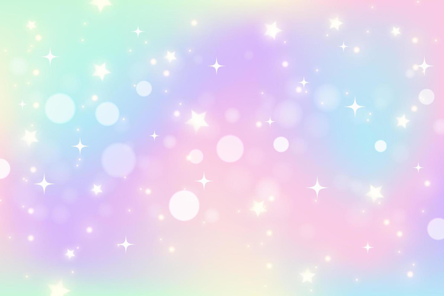 Fantasy stars unicorn abstract background with stars. Pink rainbow sky with glitter. Pastel color candy wallpaper. Vector magic illustration.