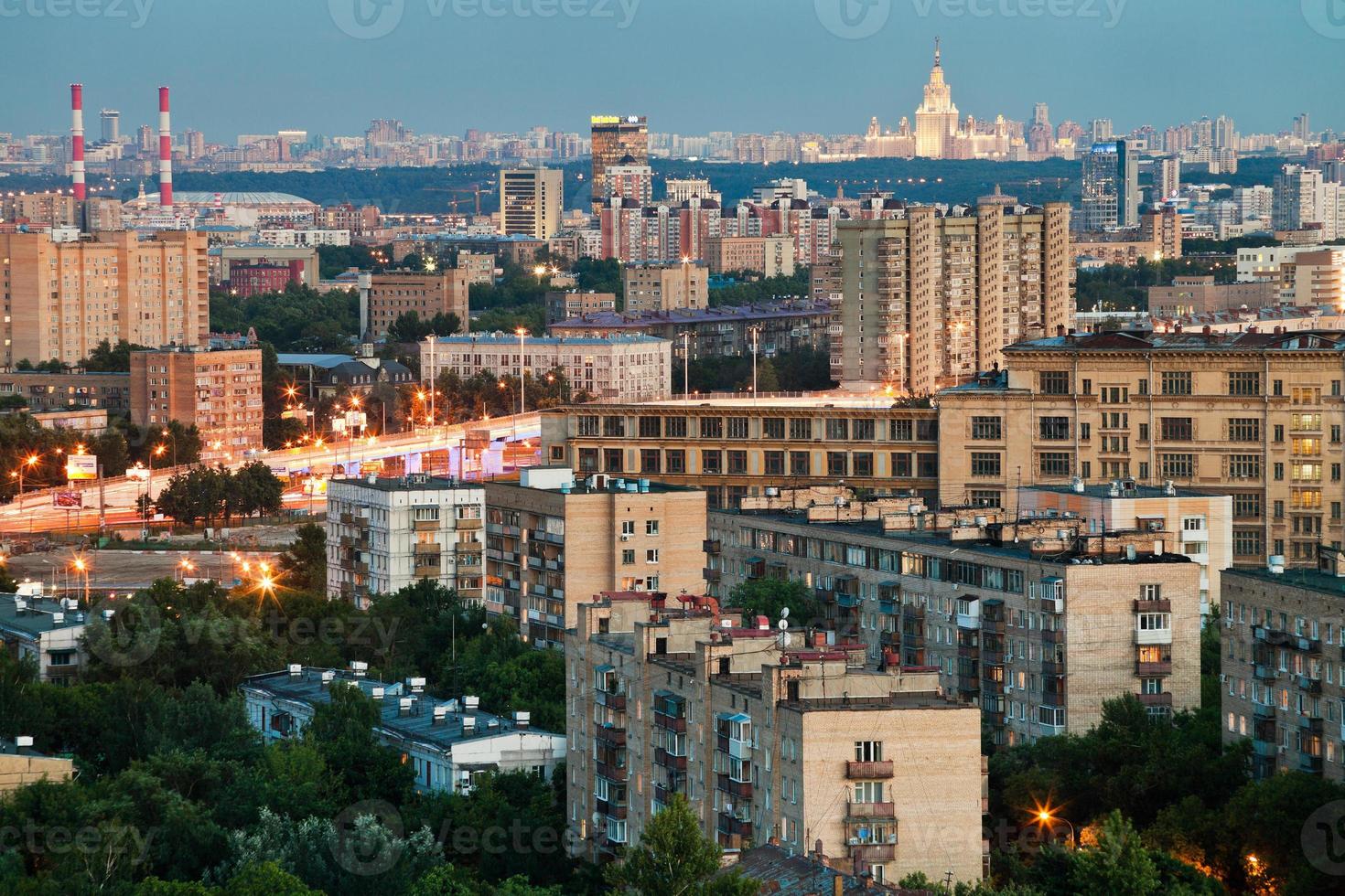 panorama of Moscow in summer twilight photo