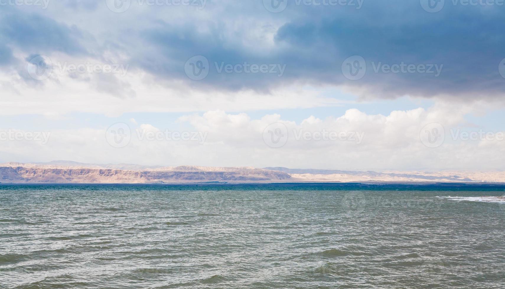 Dead Sea in cloudy day photo