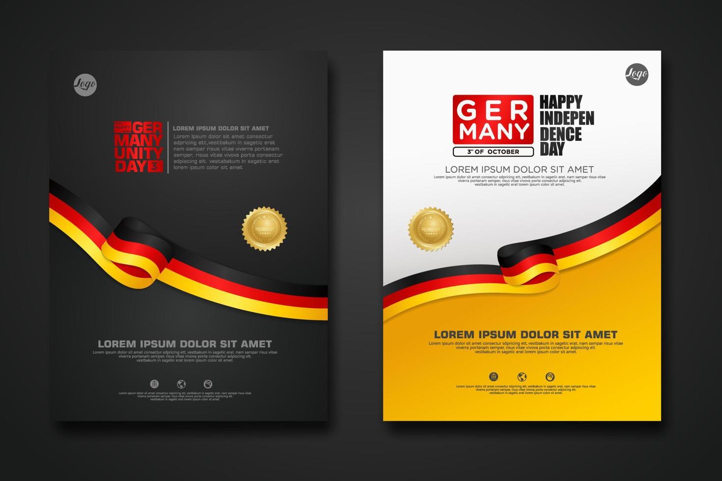 Set poster design Germany unity day background template vector