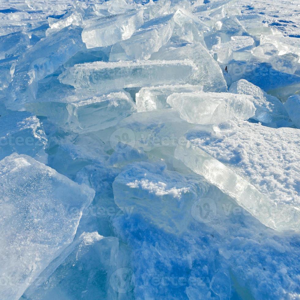 river ice in cold winter day photo