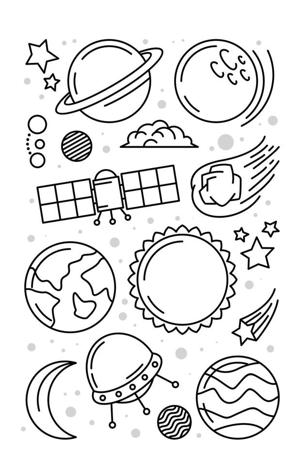 Minimalist Tattoo Hand Drawn Outer Space vector