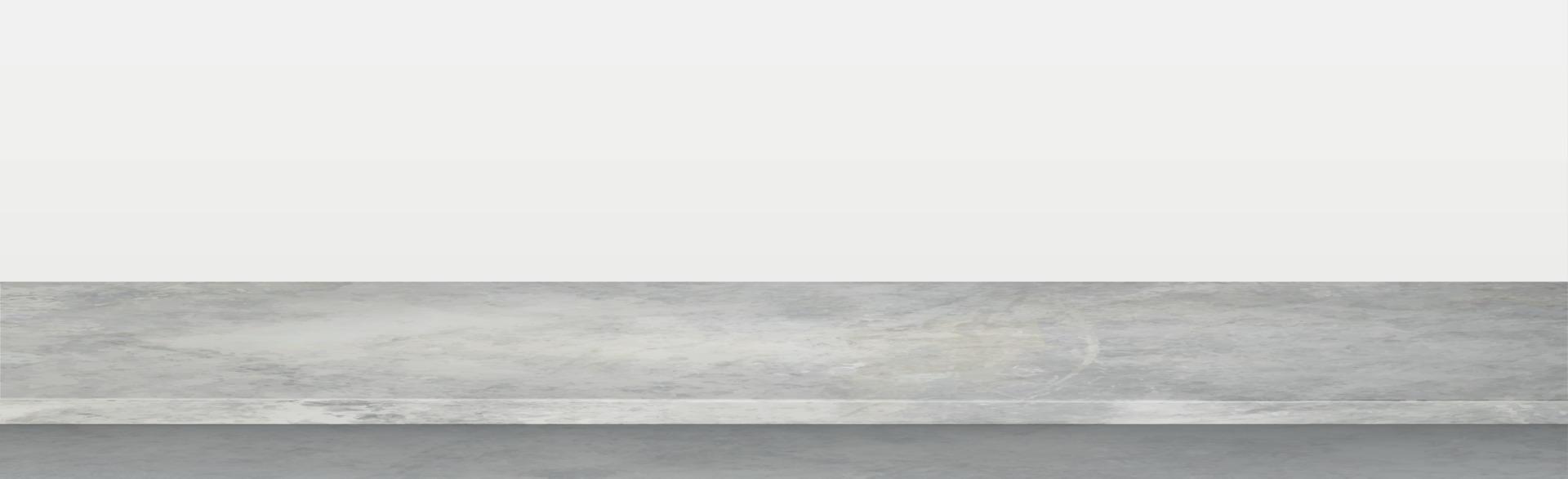 Gray concrete stone countertop on white panoramic background, promotional web template - Vector