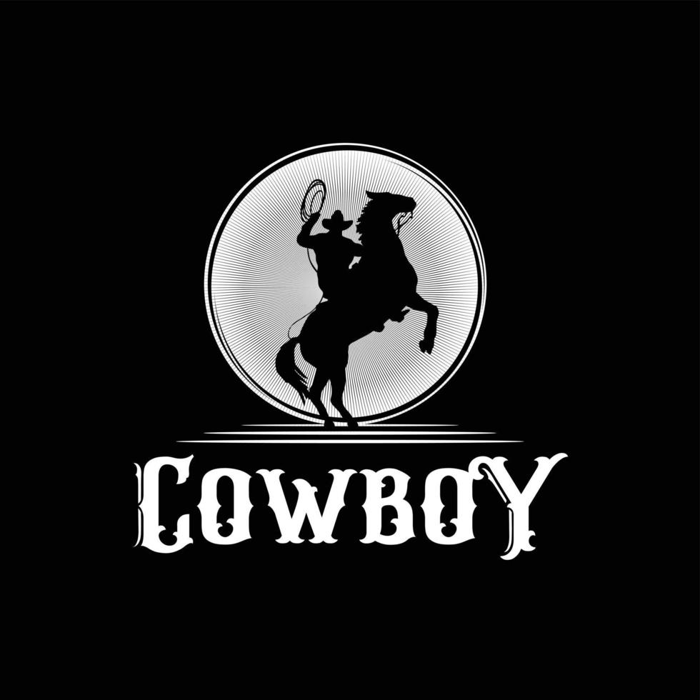 Vector illustration vintage logo cowboy with horse