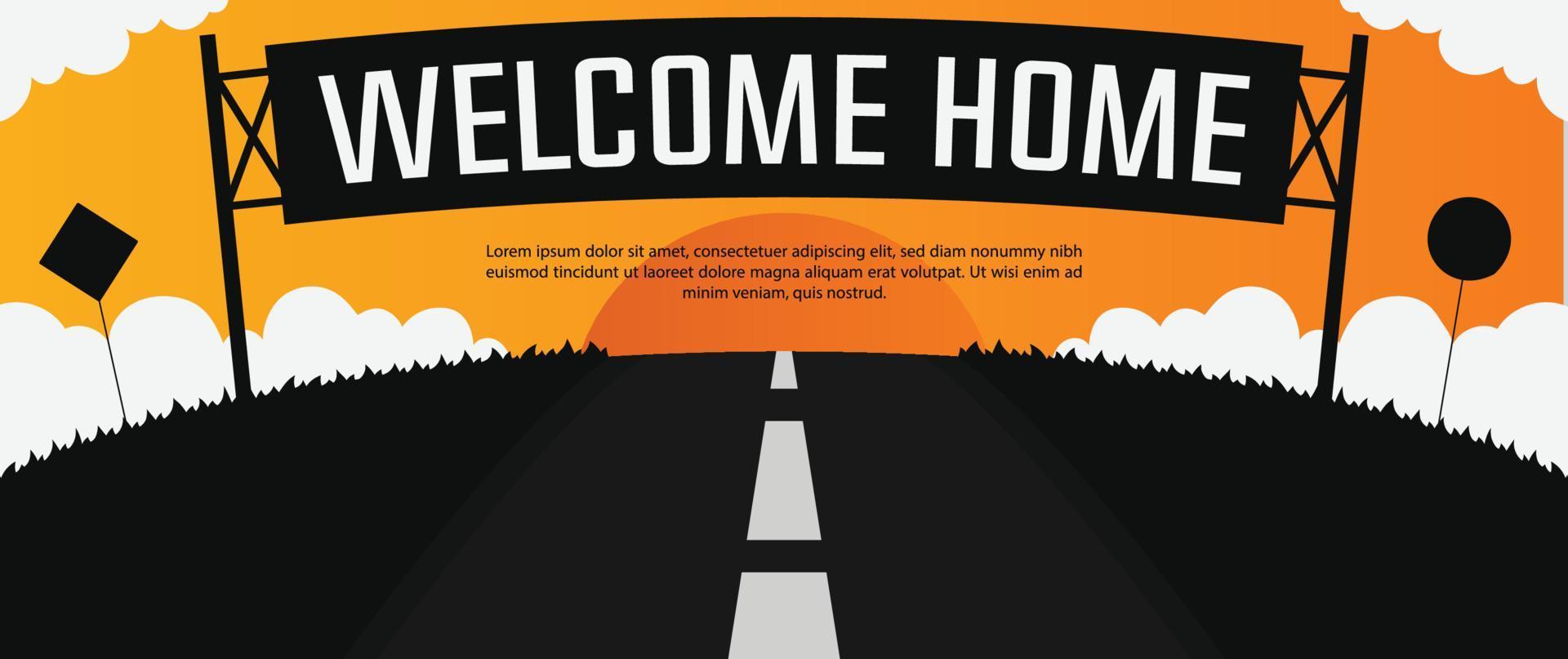 Web welcome banner road sign vector illustration