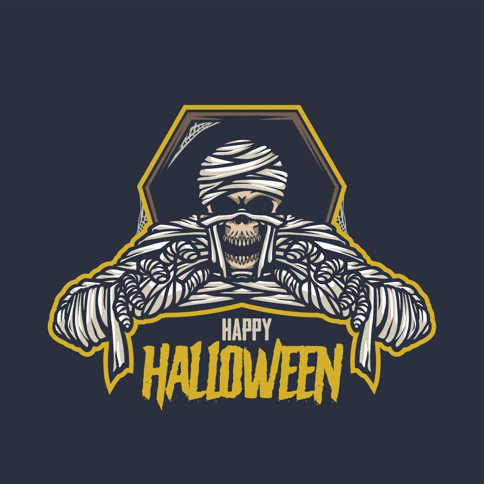 Vector illustration character mummy halloween season greetings symbol