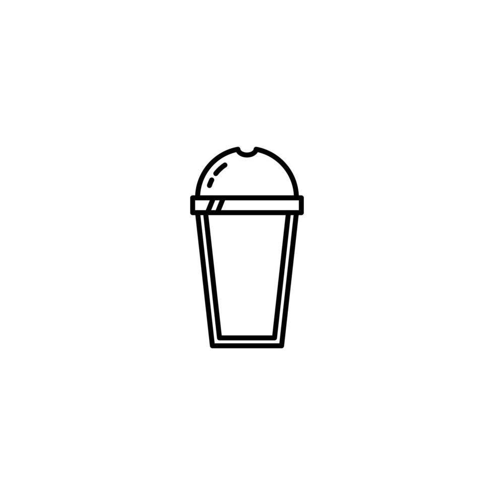 icono de vaso de hielo de plástico vacío sobre fondo blanco. simple, línea, silueta y estilo limpio. en blanco y negro. adecuado para símbolo, signo, icono o logotipo vector