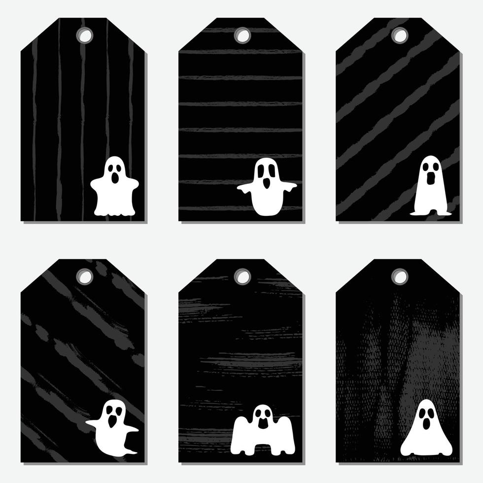 Halloween character gift tag. Printable greeting cards with ghost. vector