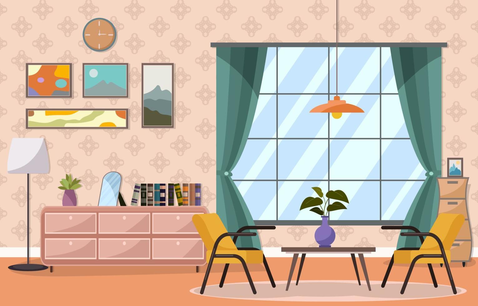 Retro Living Room Concept vector