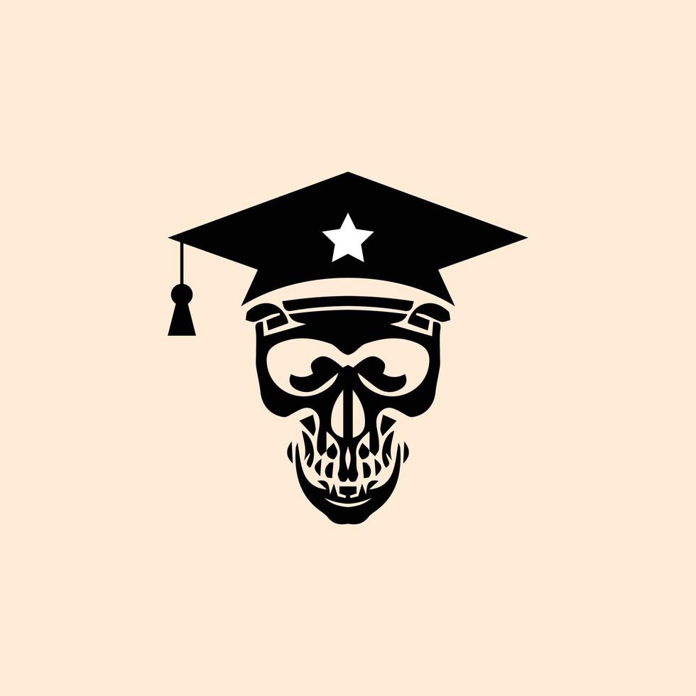 logotipo de icono de sombrero de graduación de cráneo abstracto vector