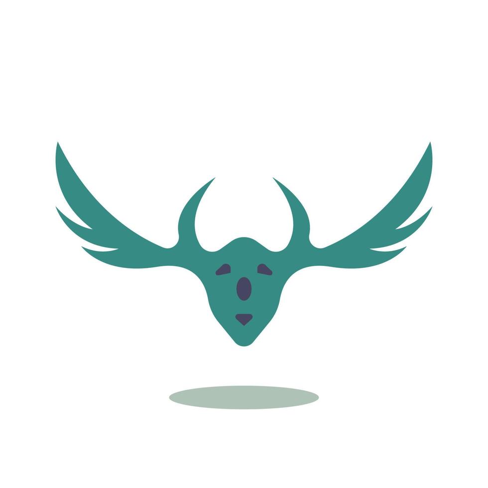 winged and horned head logo icon vector