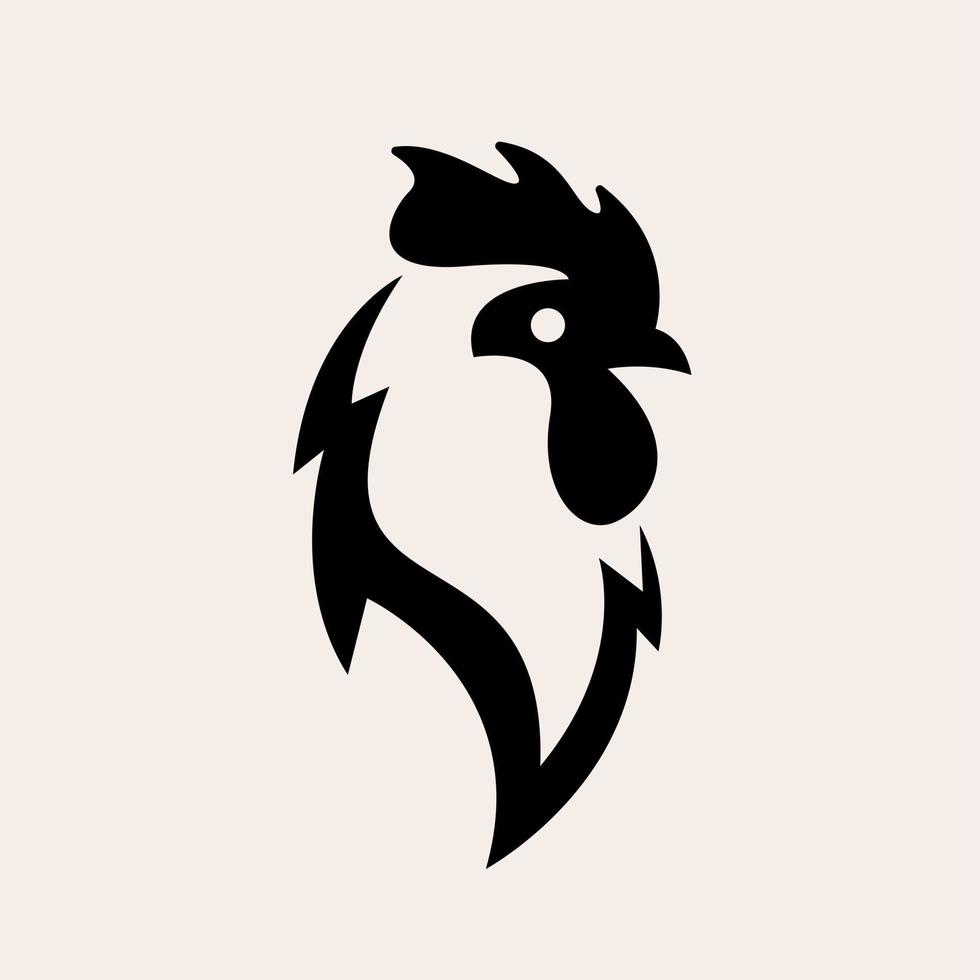 diseño premium de cabeza de gallo negro vector