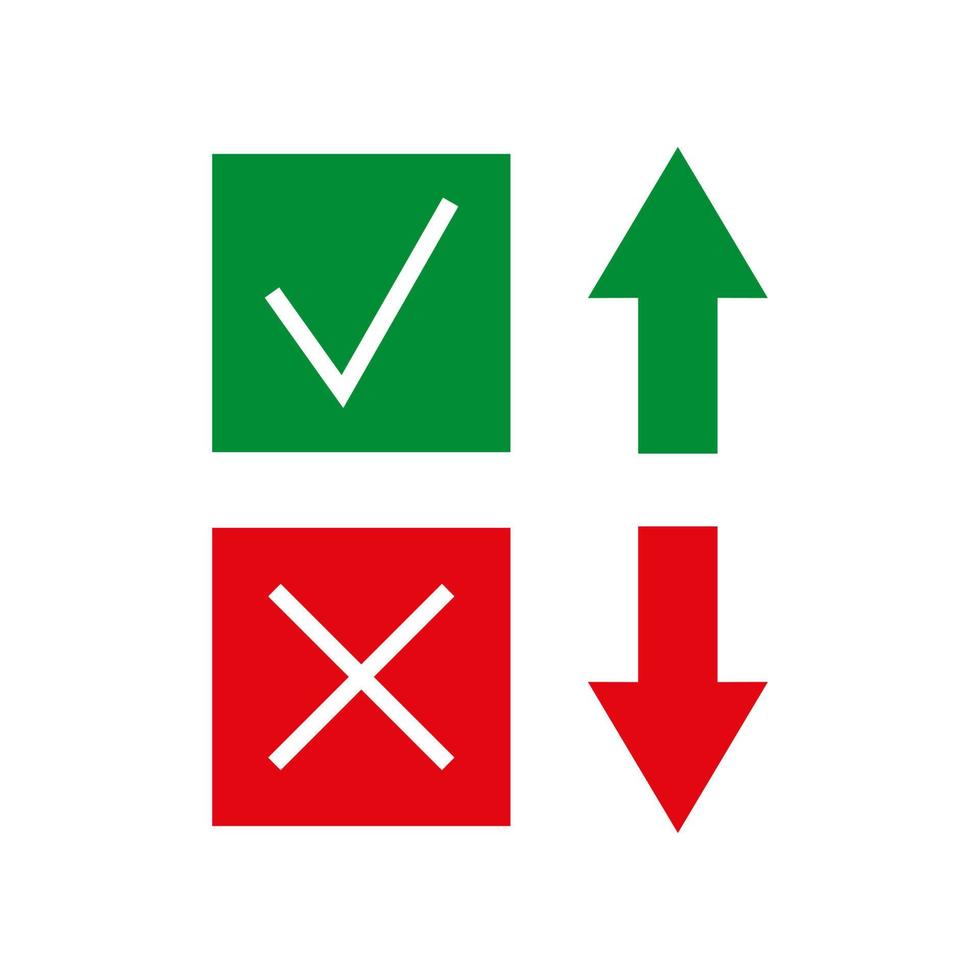 check mark and cross mark with arrow up and down vector