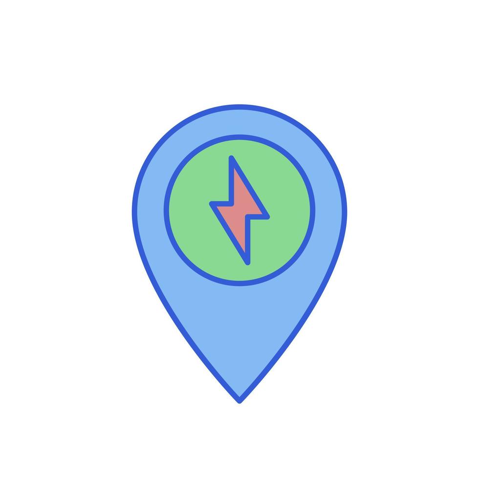 location with lightning bolt, charging location icon vector