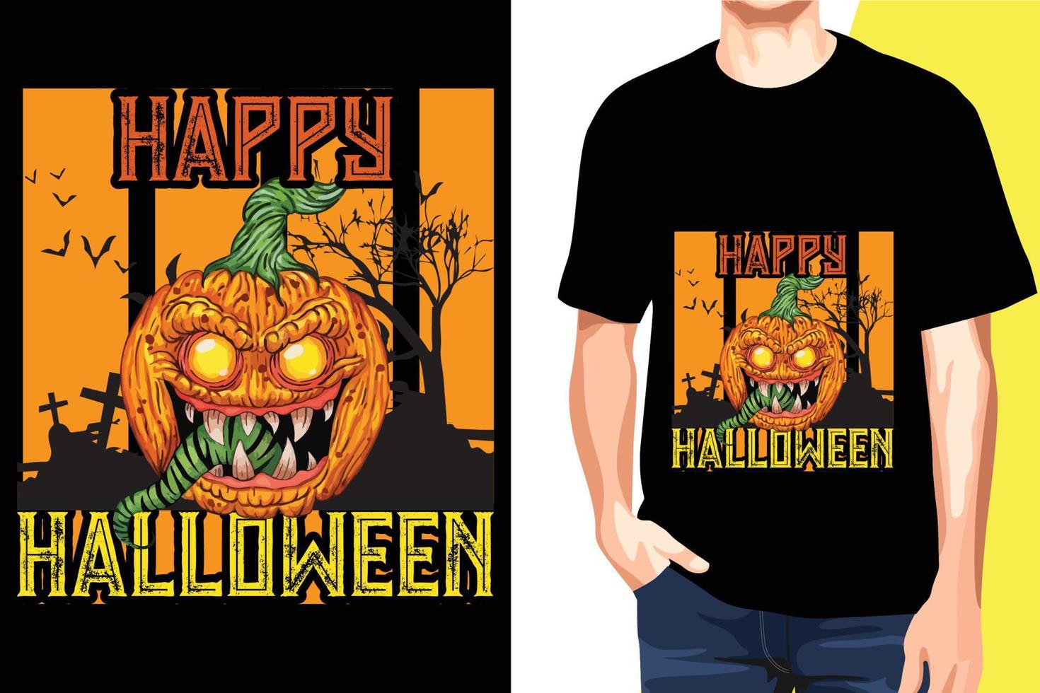 diseño de camiseta de feliz halloween vector