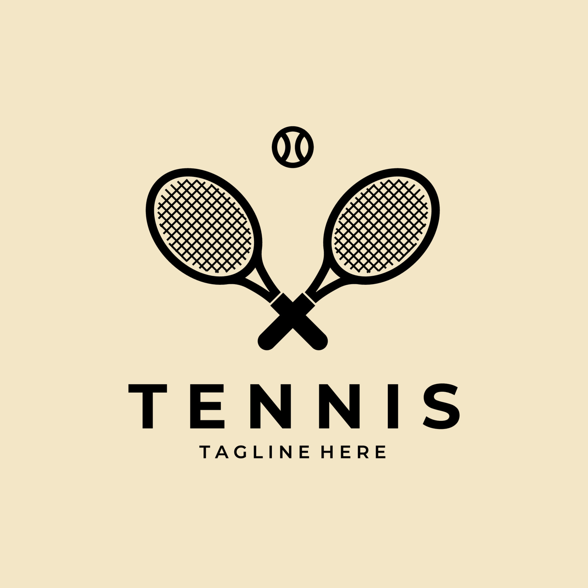 Tennis rackets crossed and ball silhouette logo design 11848879 Vector