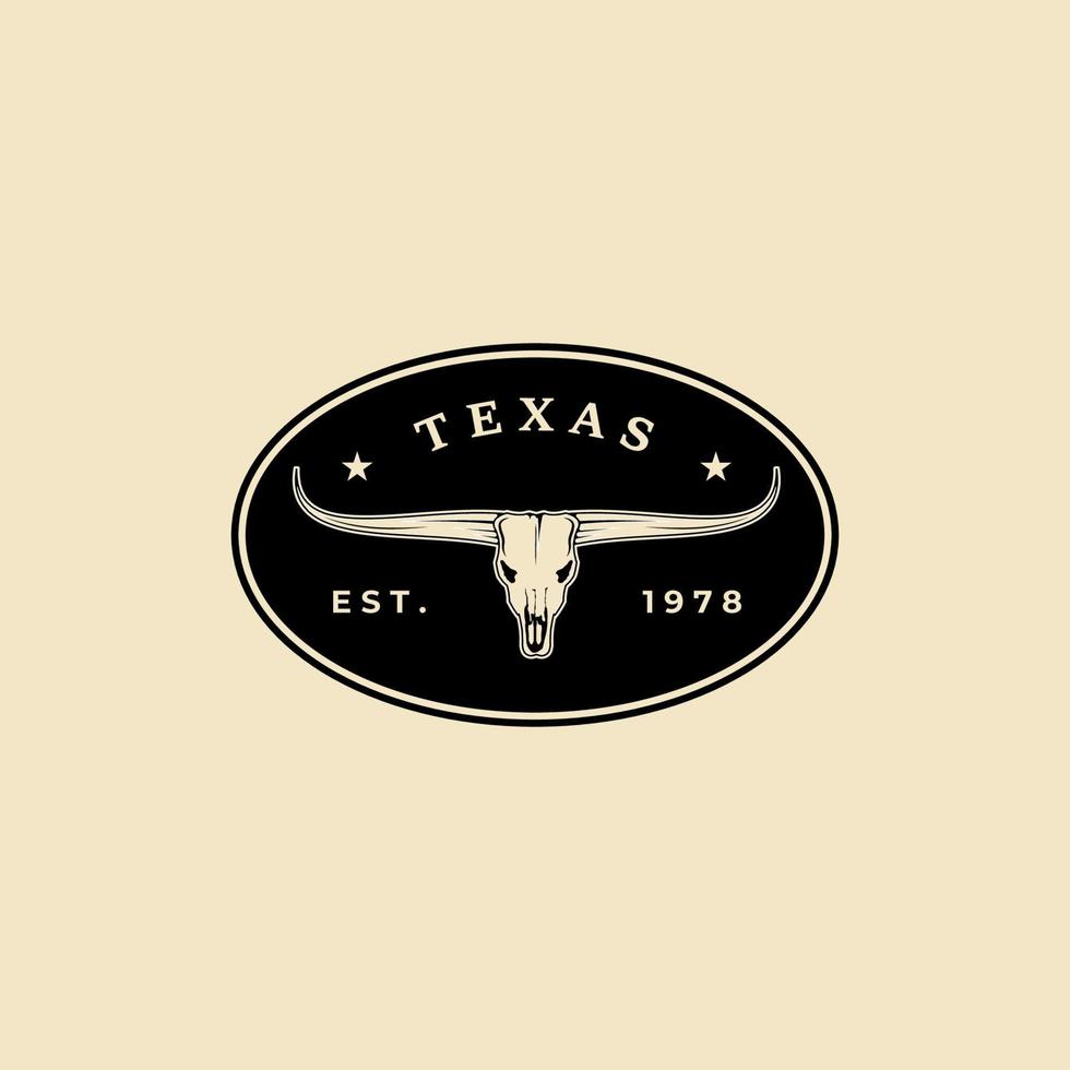 texas long horn badge logo vintage vector symbol illustration design