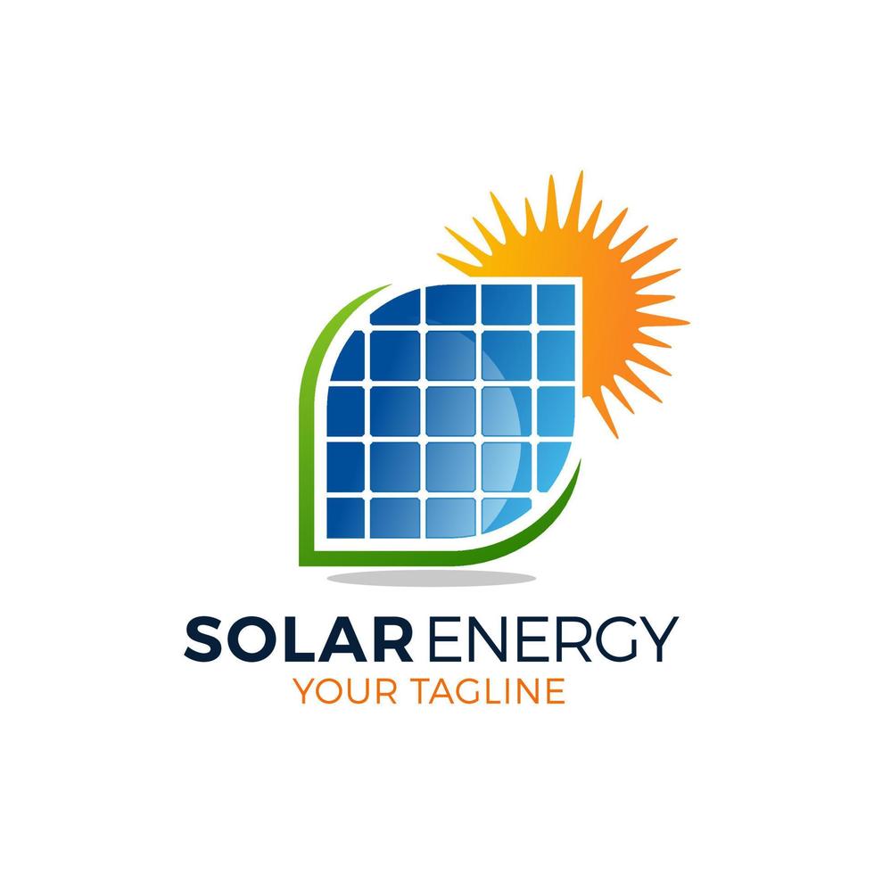 Sun solar energy logo design template. solar panel tech sign symbol. vector