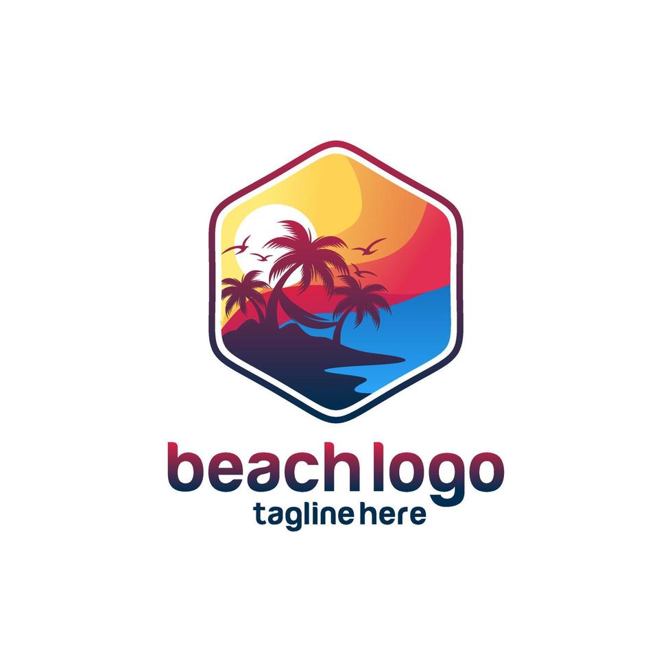 plantilla de vector de diseño de logotipo de playa