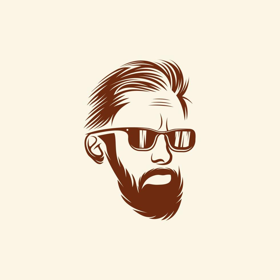 Ilustración de vector de diseño de logotipo de hombre de barba